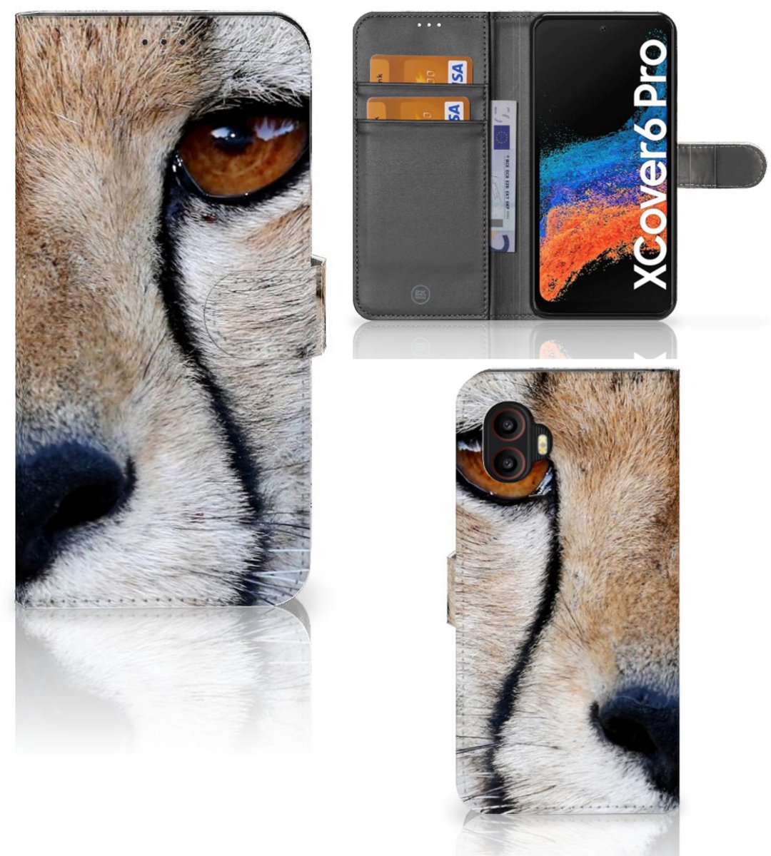 Samsung Galaxy Xcover 6 Pro Telefoonhoesje met Pasjes Cheetah