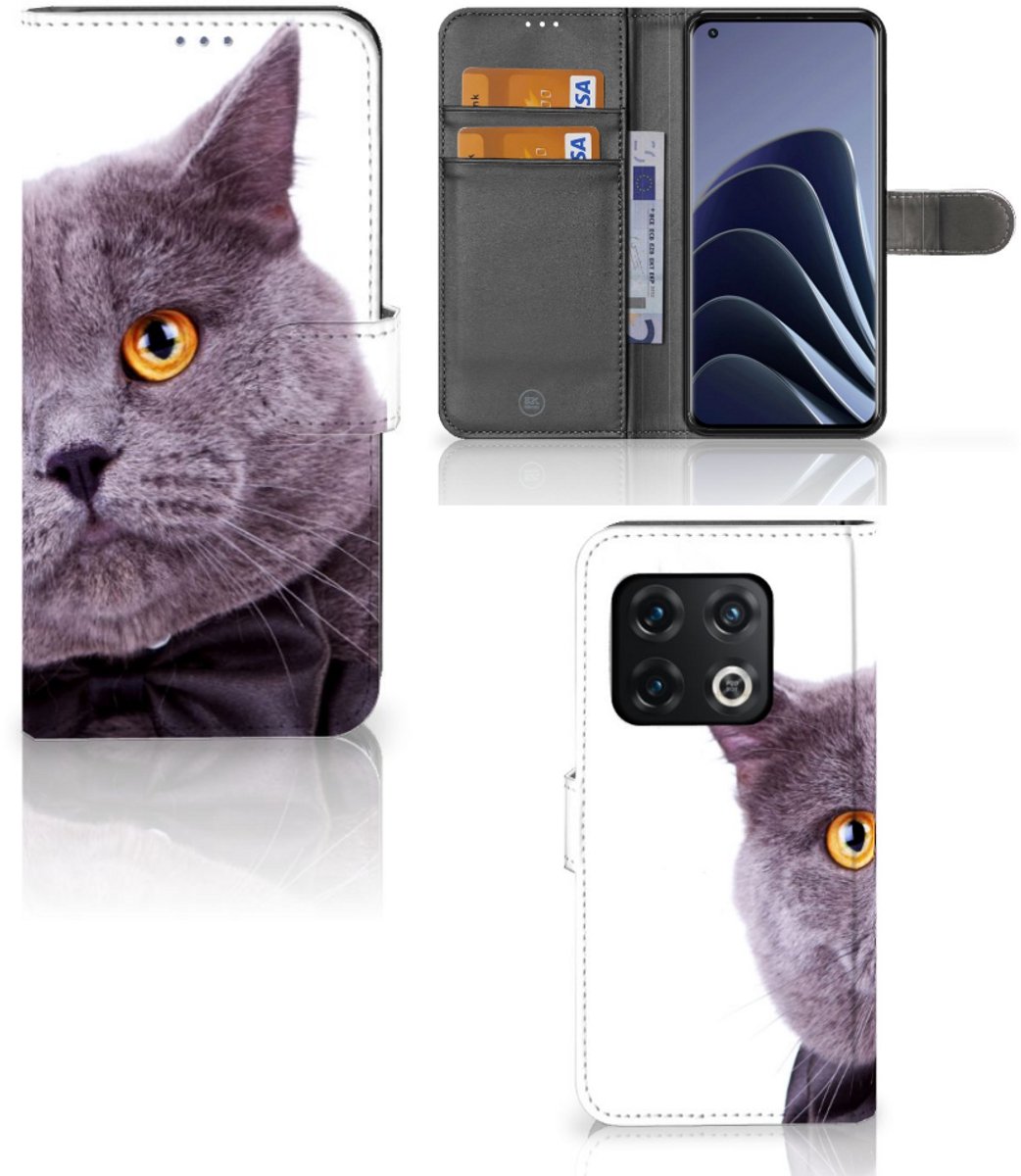 OnePlus 10 Pro Telefoonhoesje met Pasjes Kat