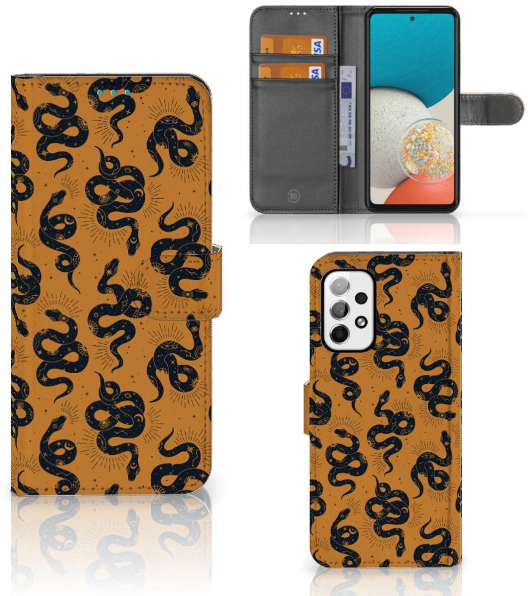 Book Case voor Telefoonhoesje met Pasjes voor Samsung Galaxy A73 5G Snakes