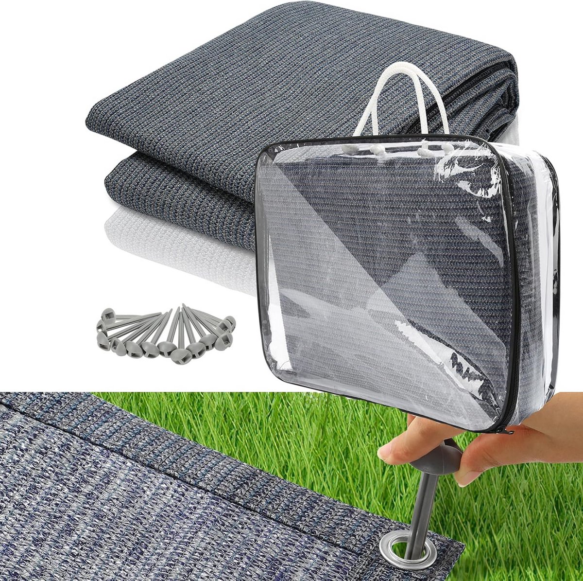 2x Voortenttapijt 250x250 cm - Ademend, Wasbaar en Schimmelvrij voor Camping