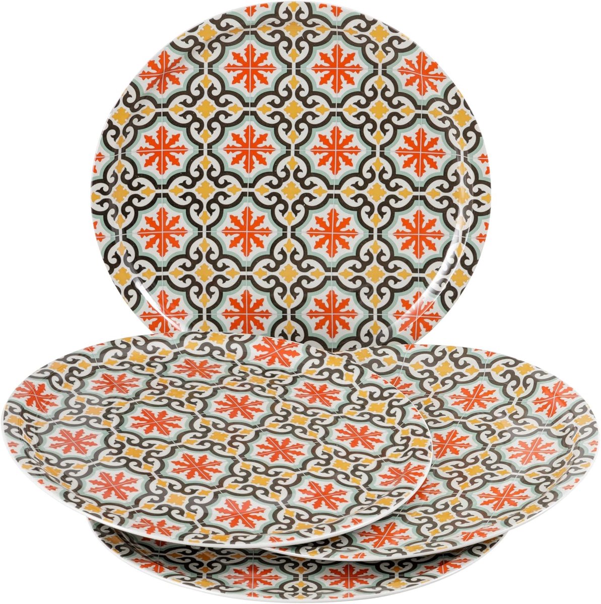 Set van 4 kleurrijke pizzaborden van porselein Ø 31 cm