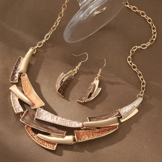 My Sweet Romance® 2-delige Dames Sieradenset – Ketting 43 cm (+7 cm) + Oorbellen 4,6 x 1,5 cm – Vintage Stijl Zomer