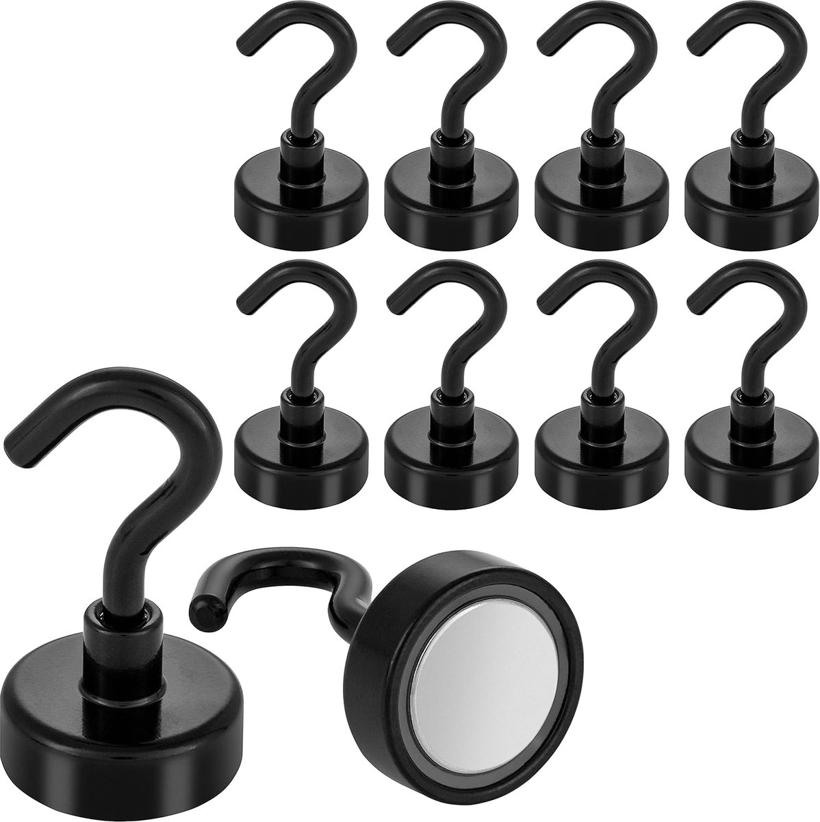 10 Magnetische Haakjes - Multifunctionele Neodymium Haken met 12kg Houdkracht