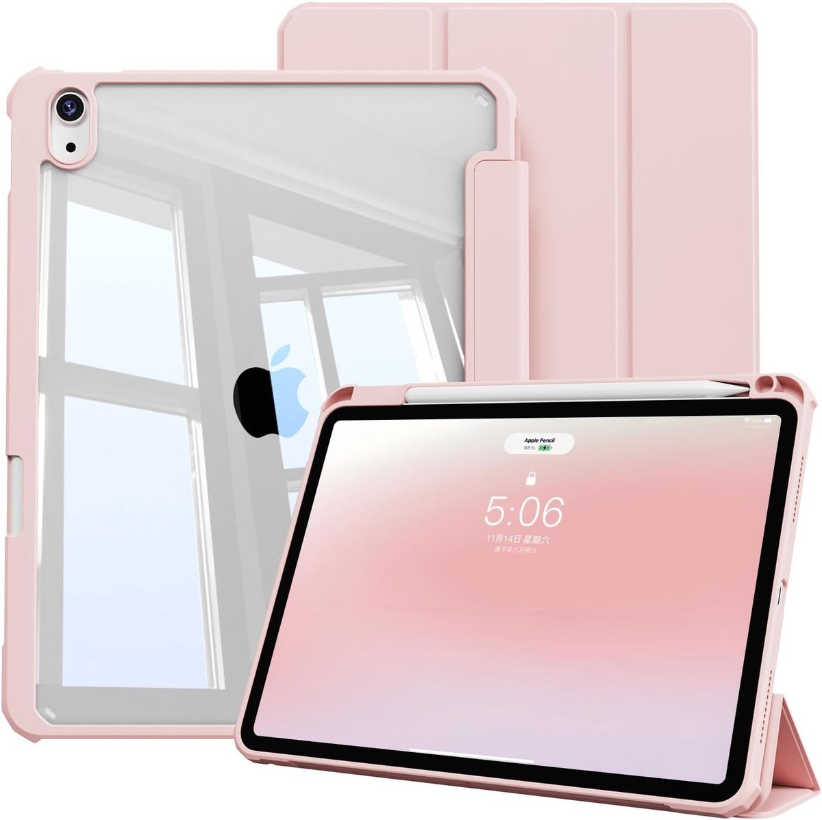iPad Air 11 inch Case met Penhouder - Slim en Transparant - Schokbestendige Bescherming