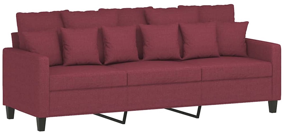 vidaXL Driezitsbank - 180 - cm - stof - wijnrood