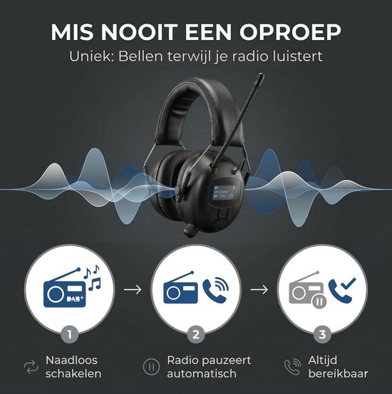 Protection auditive avec radio | DAB+ | Bluetooth | Entrée audio | rechargeable | cache-oreilles | protection auditive | cache-oreilles | EAR-20-D