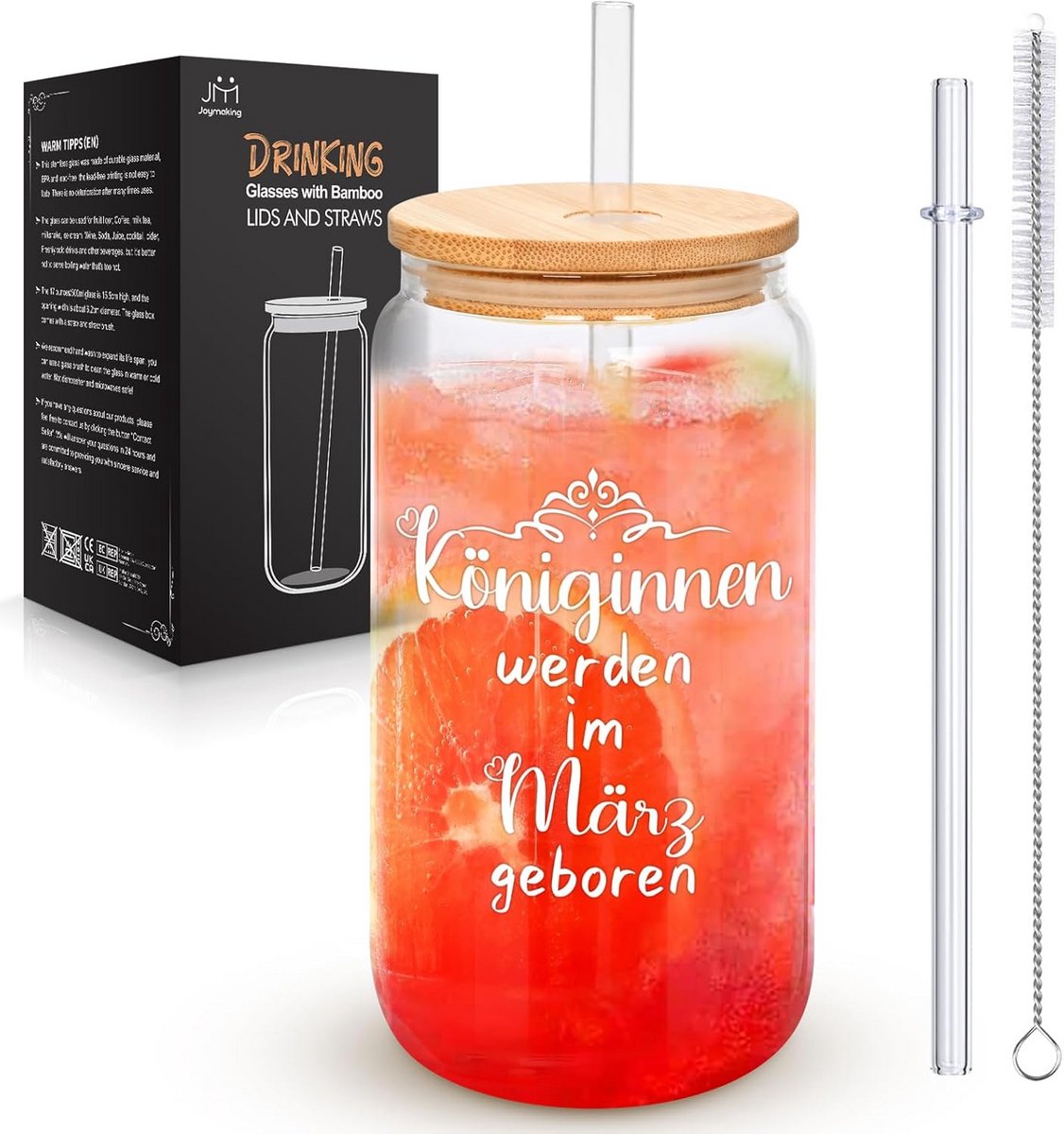 Glazen met Deksel en Rietjes voor Iced Coffee, Cocktails en Limonade - Set van 4