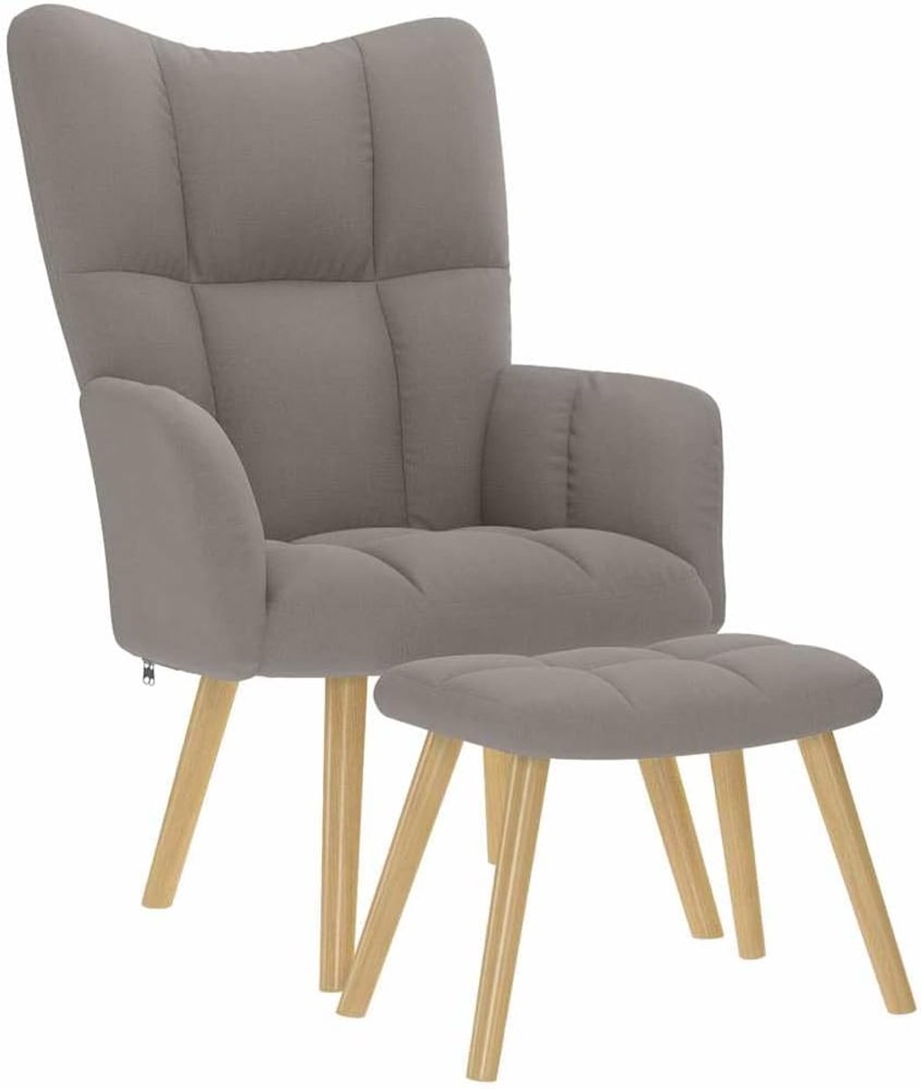 Comfortabele Relaxfauteuil met Voetenbank - Taupe Stof