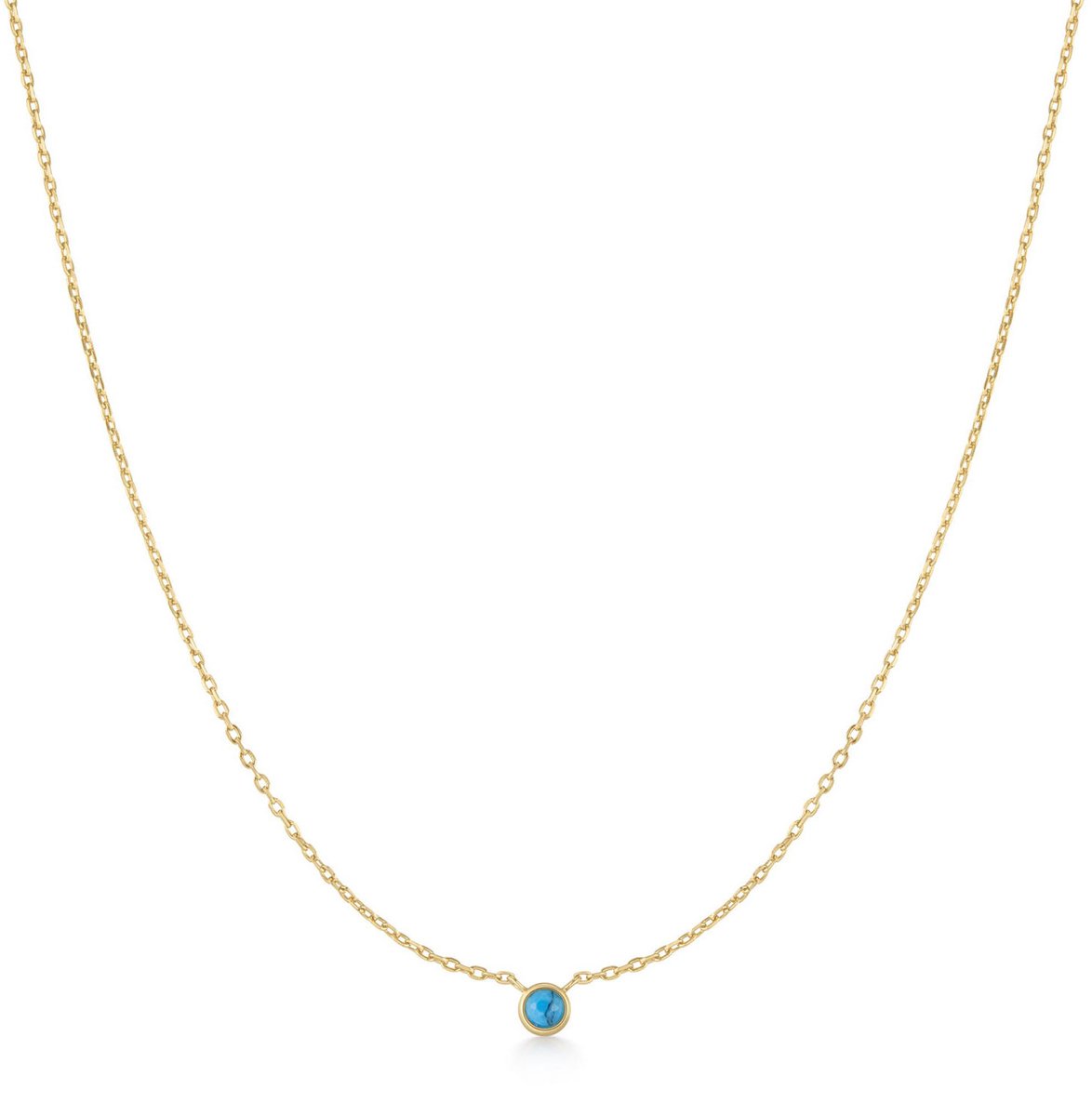 Gold Turq. Solitaire Necklace S