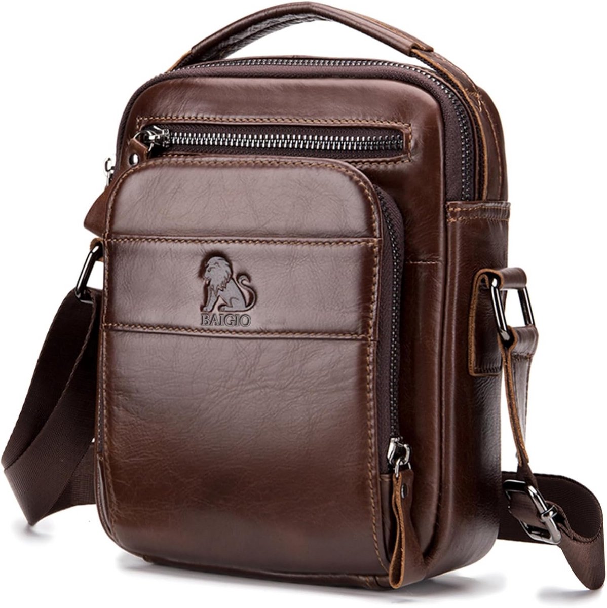 Leren Schoudertas Heren Vintage Crossbody Tas voor Werk en Reizen