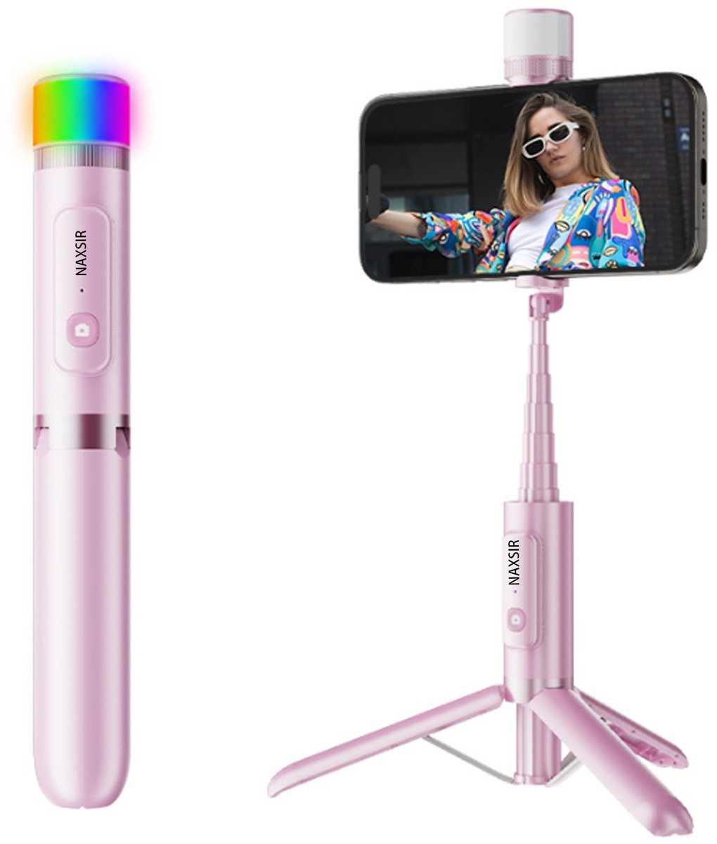 NAXSIR Magnetische Selfie Stick met Statief & Bluetooth Afstandsbediening - Handy & Draagbaar