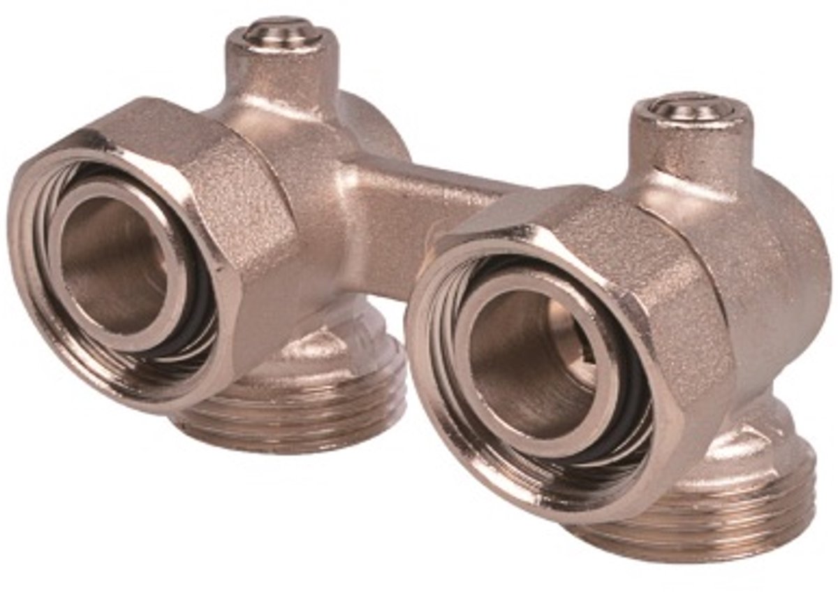 KIRCHHOFF MS H-Blok Stopkraaan 90 ° - Vernikkeld - 3/4" Eurocone x 3/4"BI - Haaks