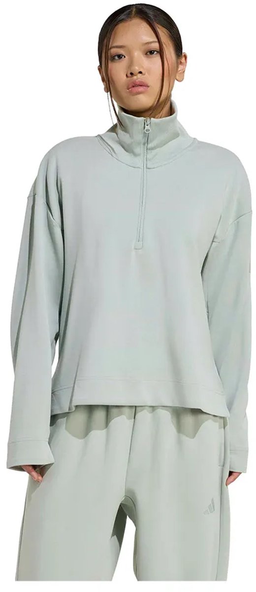 Adidas Soft Lux Sweatshirt Met Halve Rits L Vrouw Wonder Sage