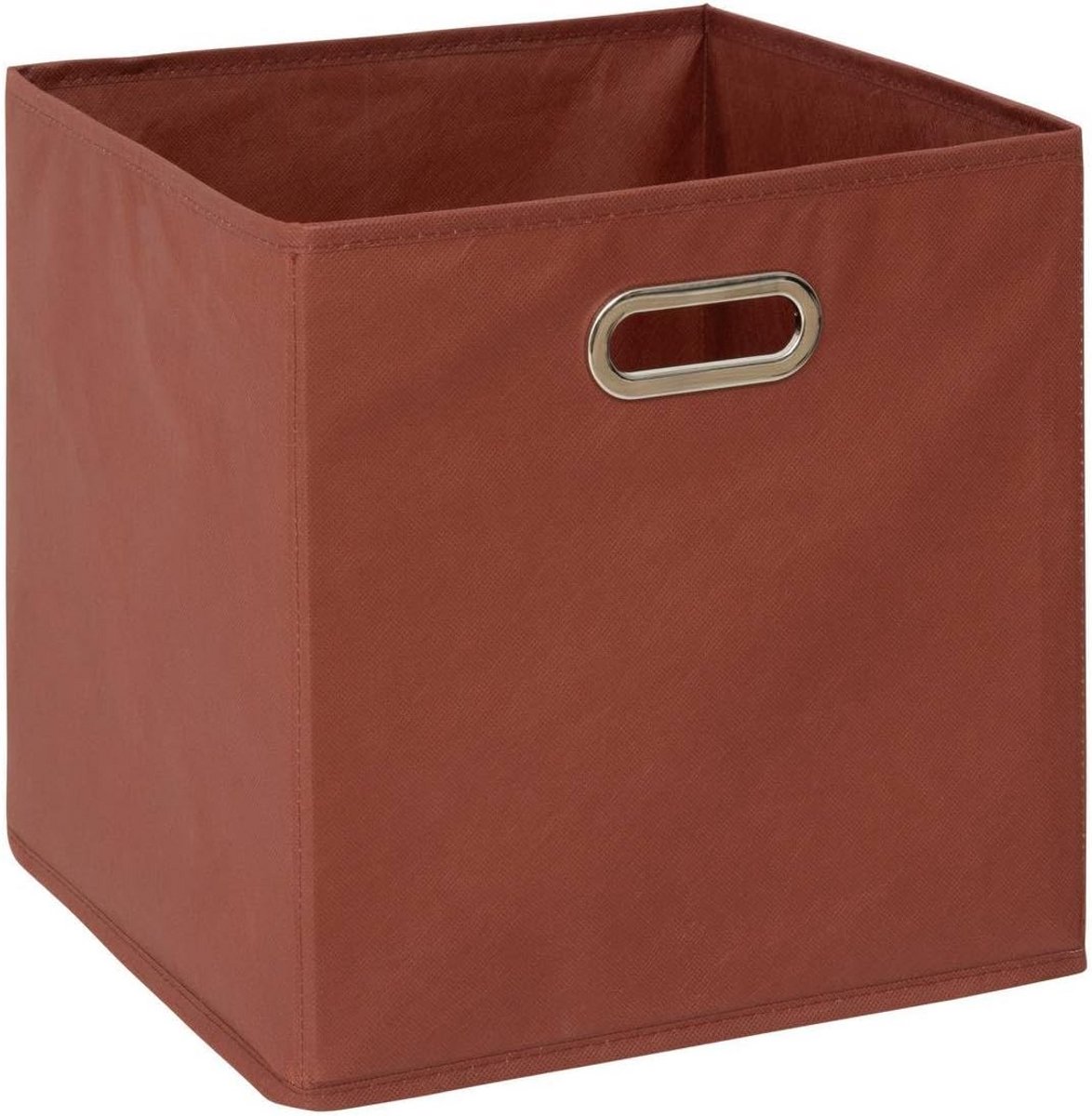Vierkante Opbergbox Terracotta 31x31x31 cm met metalen handgrepen