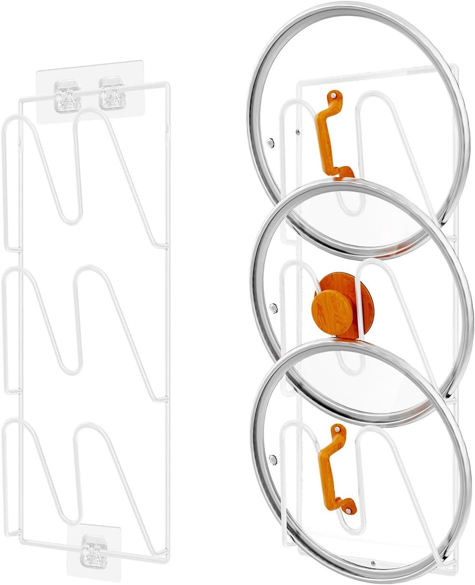 Set van 2 universele dekselorganizers voor keukenopslag - 6 lagen per stuk