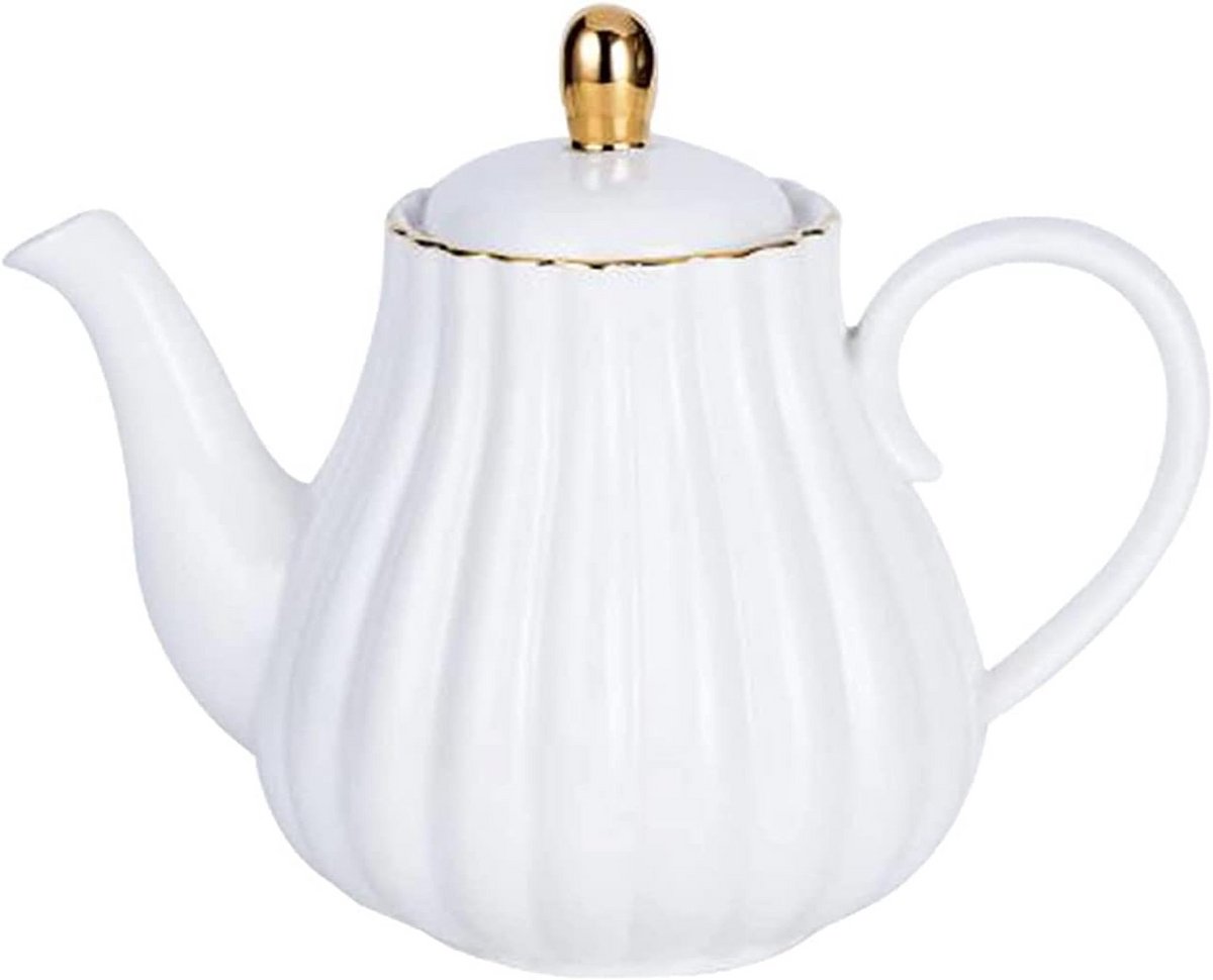 Elegante Porseleinen Theepot en Koffiepot met Streepdessin - Groot Model