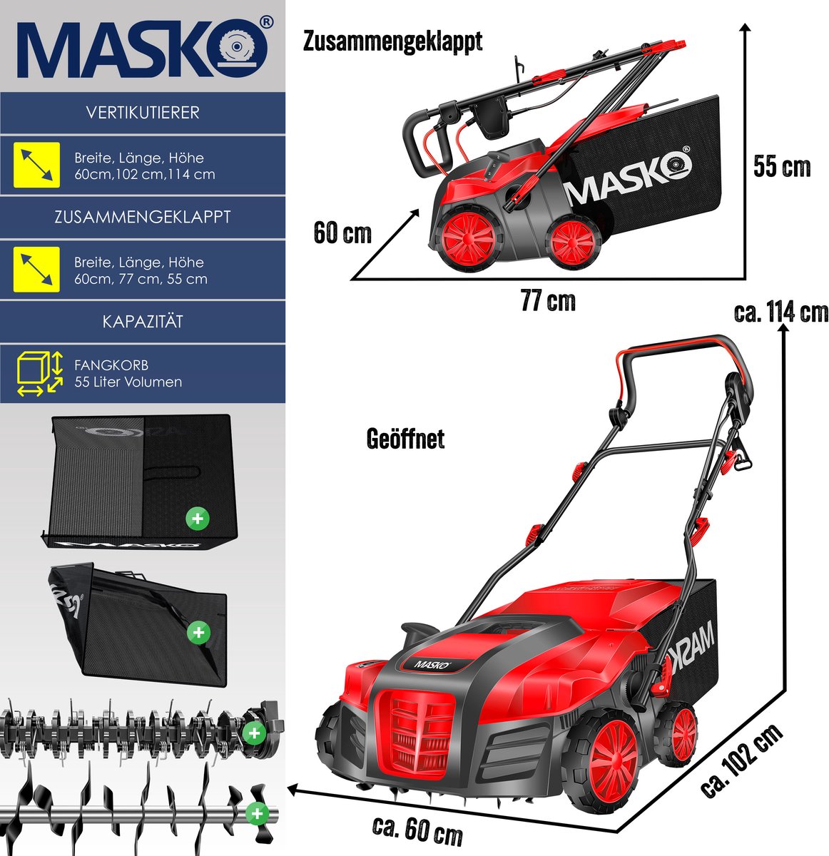 MASKO Verticuteermachine 1800W thumbnail 4