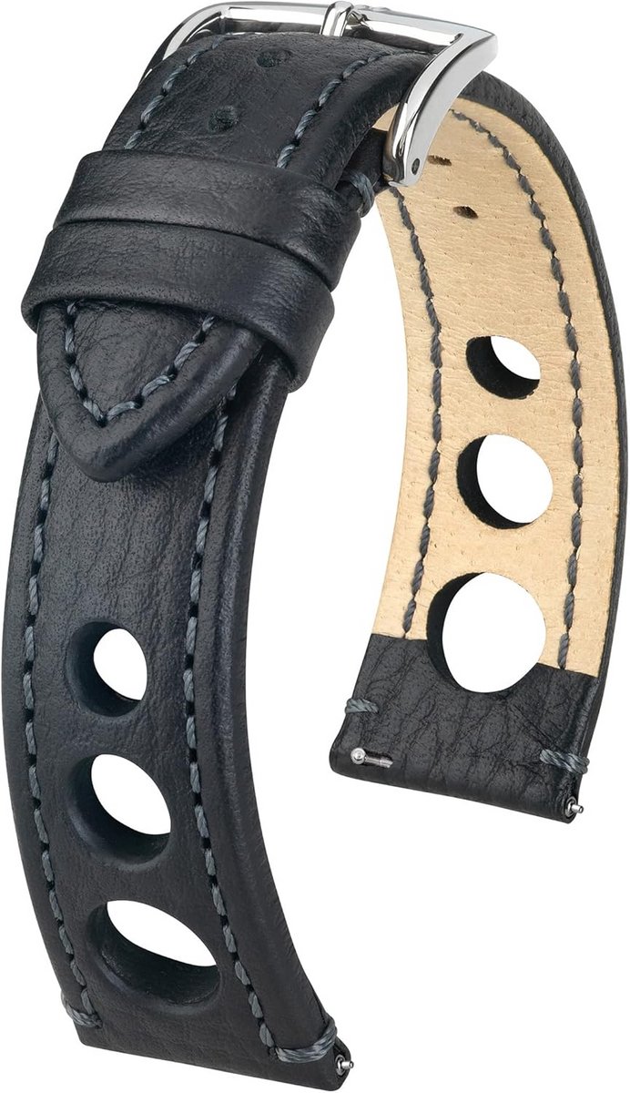 Horlogeband Leer Buffalo Krokodilnerf Model Rally Badstof 20mm