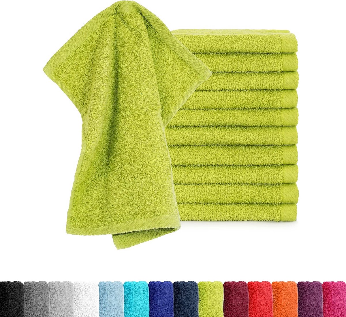 10-pack zeemdoekjes van 100% katoen, 30x30 cm, in diverse kleuren
