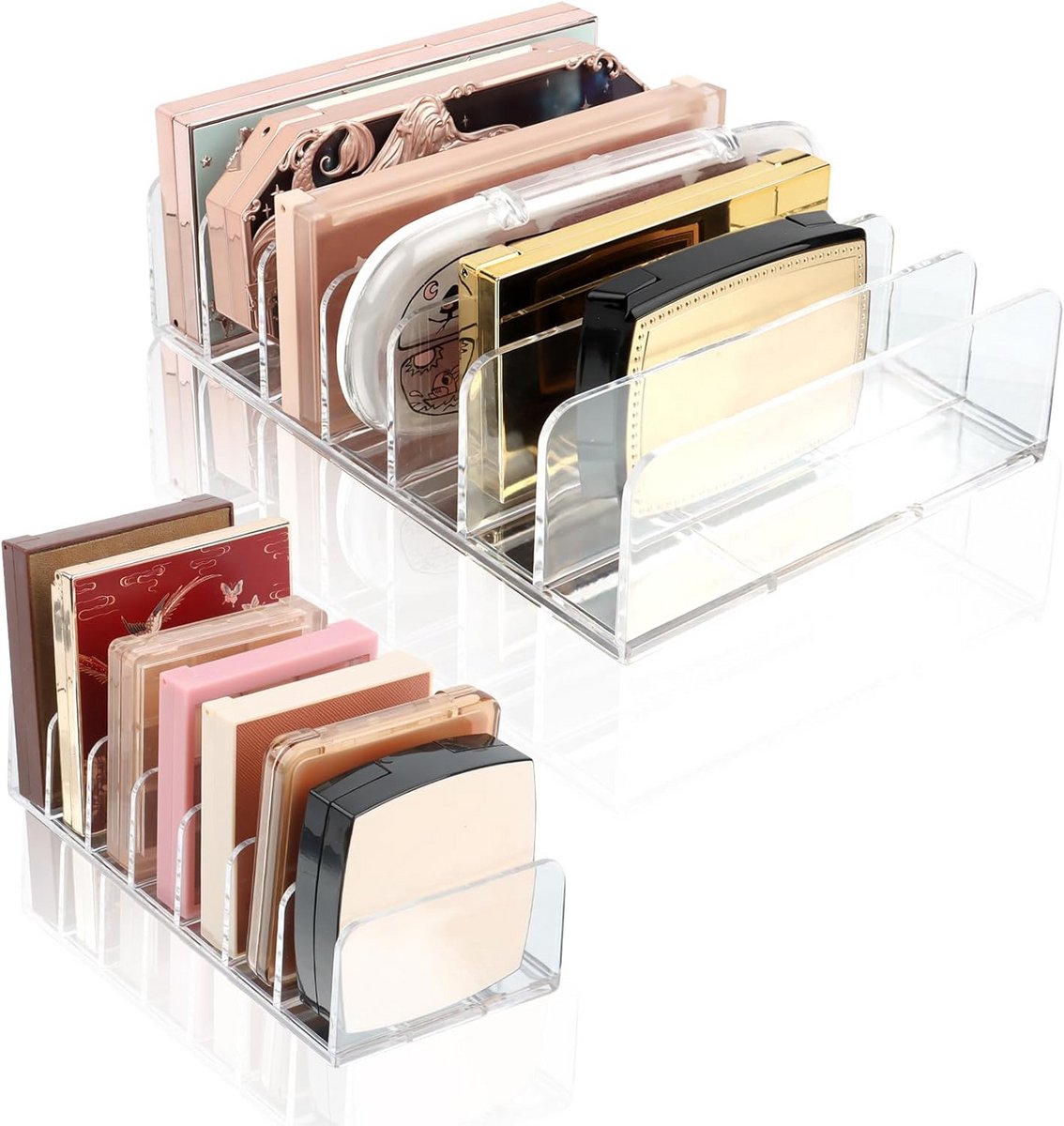 Set van 2 Transparante make-up organizers voor oogschaduw en cosmetica