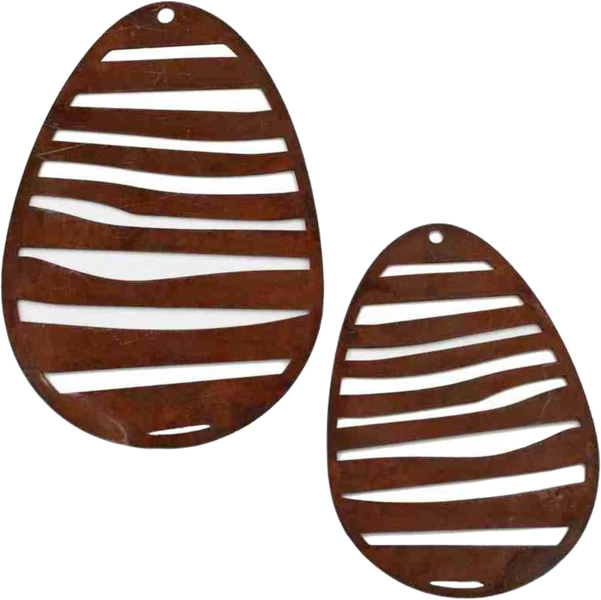 Set van 2 Patina Paaseieren voor Decoratie - 8,5 en 10,5 cm - Hangdecoratie voor Pasen
