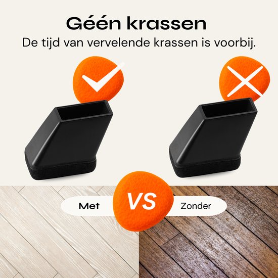 FLOOQ Premium Cache-jambes pour chaises flexibles rectangulaires inclinés 30 x 15 mm - Feutre anti-rayures - Protège-pieds de chaise - Protection du sol - 24 pièces - Frits