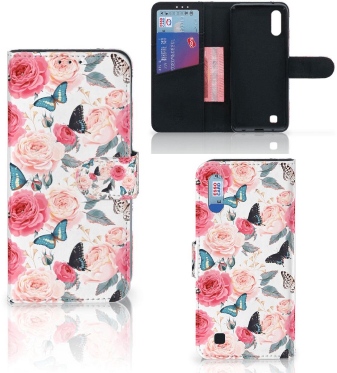Samsung Galaxy M10 Hoesje Butterfly Roses