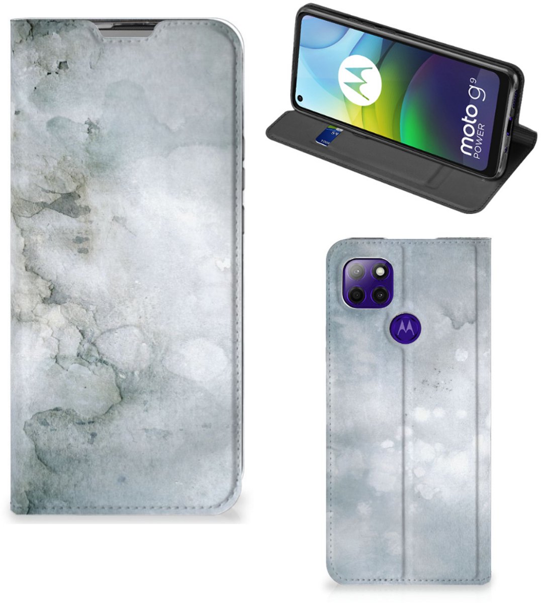 Bookcase Motorola Moto G9 Power Painting Grey