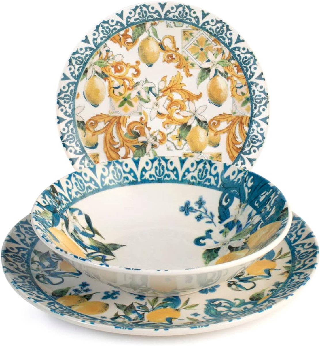 Siciliaanse Aardewerk Tafelset - 18 Stuks Decoratief Servies