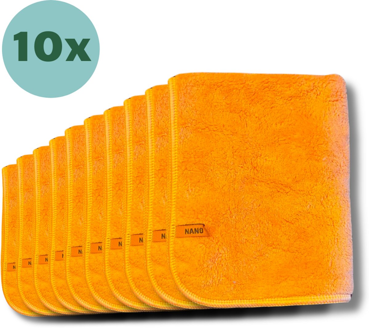 Nano Plus 10x Premium Schoonmaakdoek Oranje 36x31cm - Nanovezeldoeken: Sterker en Efficiënter dan Microvezeldoekjes - Wasbaar - Voor Koken, Keuken, Badkamer, Glas, Auto Wassen, Inductie Kookplaat, Keramische Kookplaat - Schoonmaakdoekjes – Handdoek