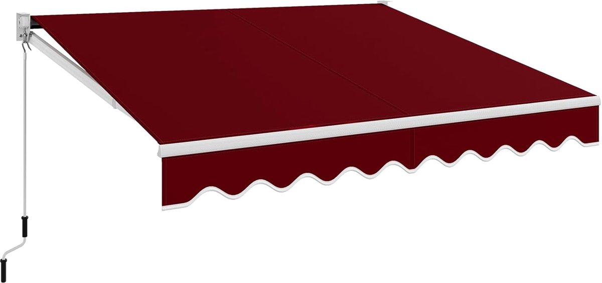 KOMFOTTEU Zonwering met scharnierarm, 295 x 250 cm, luifel voor balkon, terrasluifel met 5-60° instelbare hoek, uv-bestendig en waterafstotend, zonwering met handslinger, aluminium/polyester