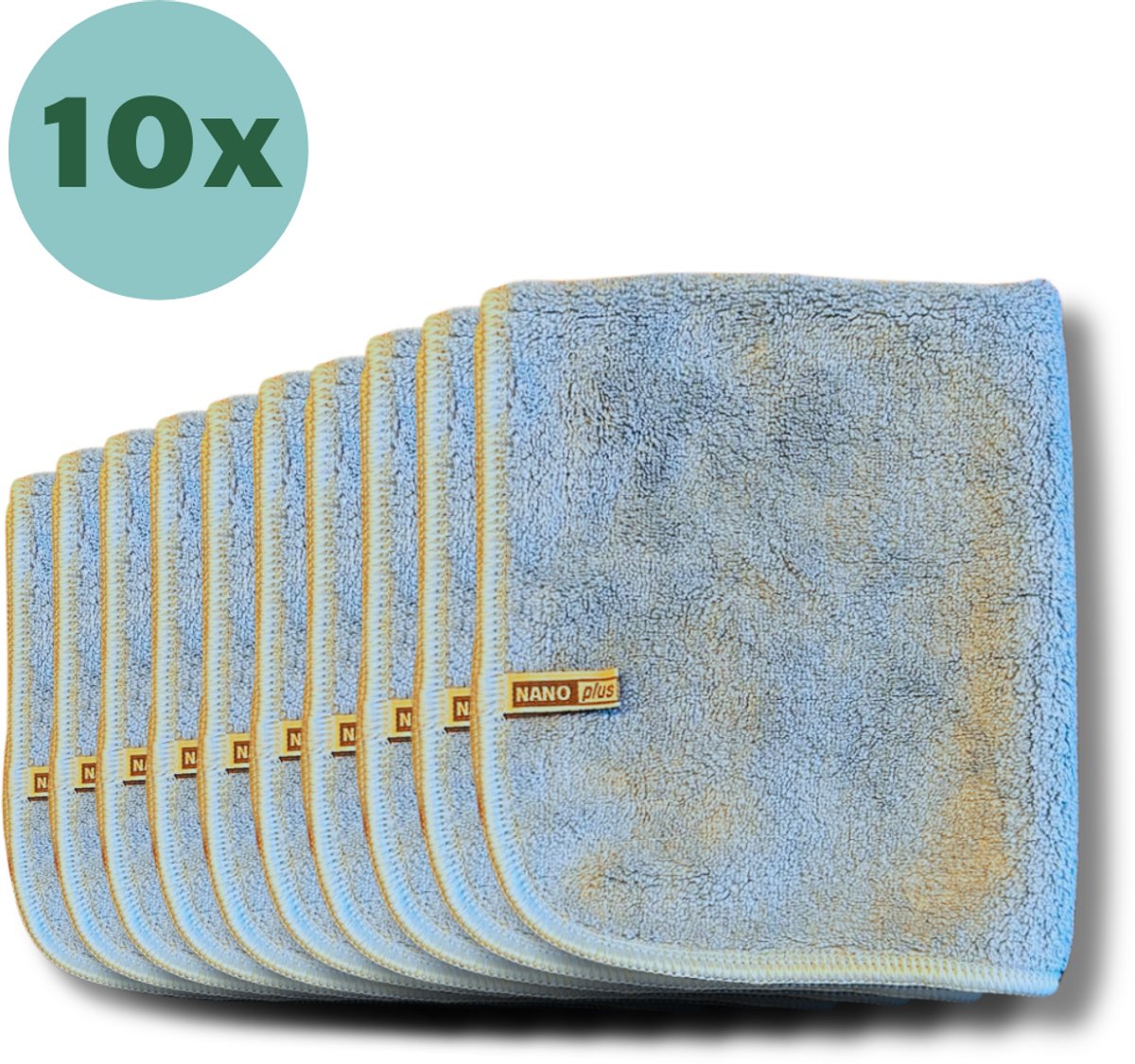 Nano Plus 10x Premium Schoonmaakdoek Blauw 36x31cm - Nanovezeldoeken: Sterker en Efficiënter dan Microvezeldoekjes - Wasbaar - Voor Koken, Keuken, Badkamer, Glas, Auto Wassen, Inductie Kookplaat, Keramische Kookplaat - Schoonmaakdoekjes – Handdoek