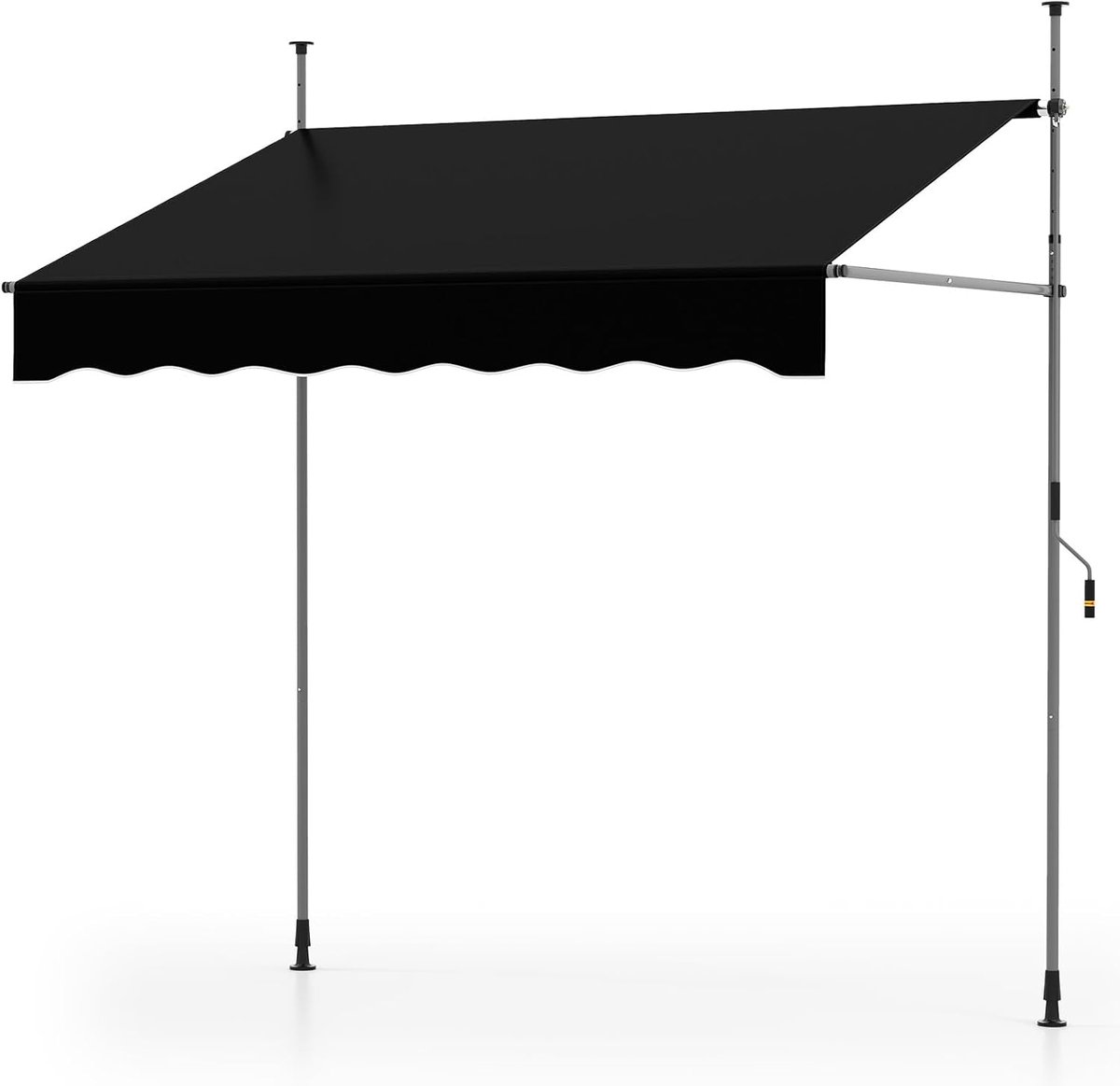 KOMFOTTEU 200 cm Markise, luifel balkon zonder boren, luifel met handslinger, in hoogte verstelbaar, uv-bestendig en waterafstotend, zonwering voor balkon, terras en tuin