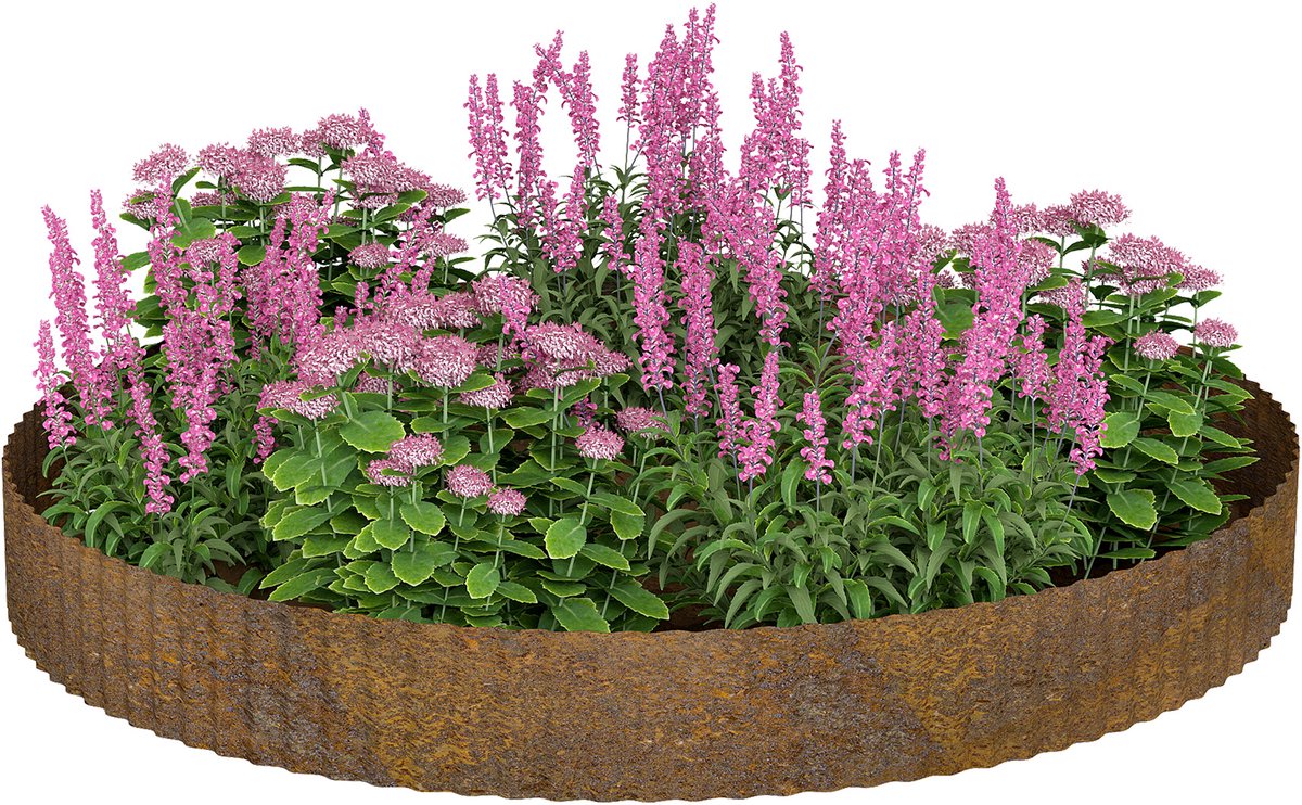 ACXIN Rasenkante - Metalen Beetumranding - Flexibel voor Tuin en Bloembedden - Roestkleur - Golvende Vorm - 5 m