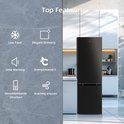 Zwarte koelkast met iconen: Low Frost, Elegant Ontwerp, Stille Werking, Energieklasse C, Gecombineerde Structuur, Krachtig vriezen.