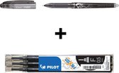 Pilot Zwarte FriXion Ball 0.5mm Uitwisbare Pen + 3 stuks Navul inkt set