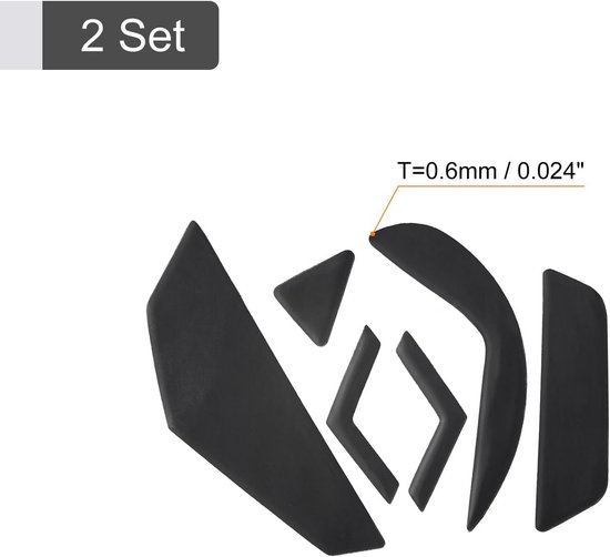 Afgeronde Gebogen Randen Muis Voeten Pads voor Gaming Muis - 6 Stuks - Zwart — afbeelding 5