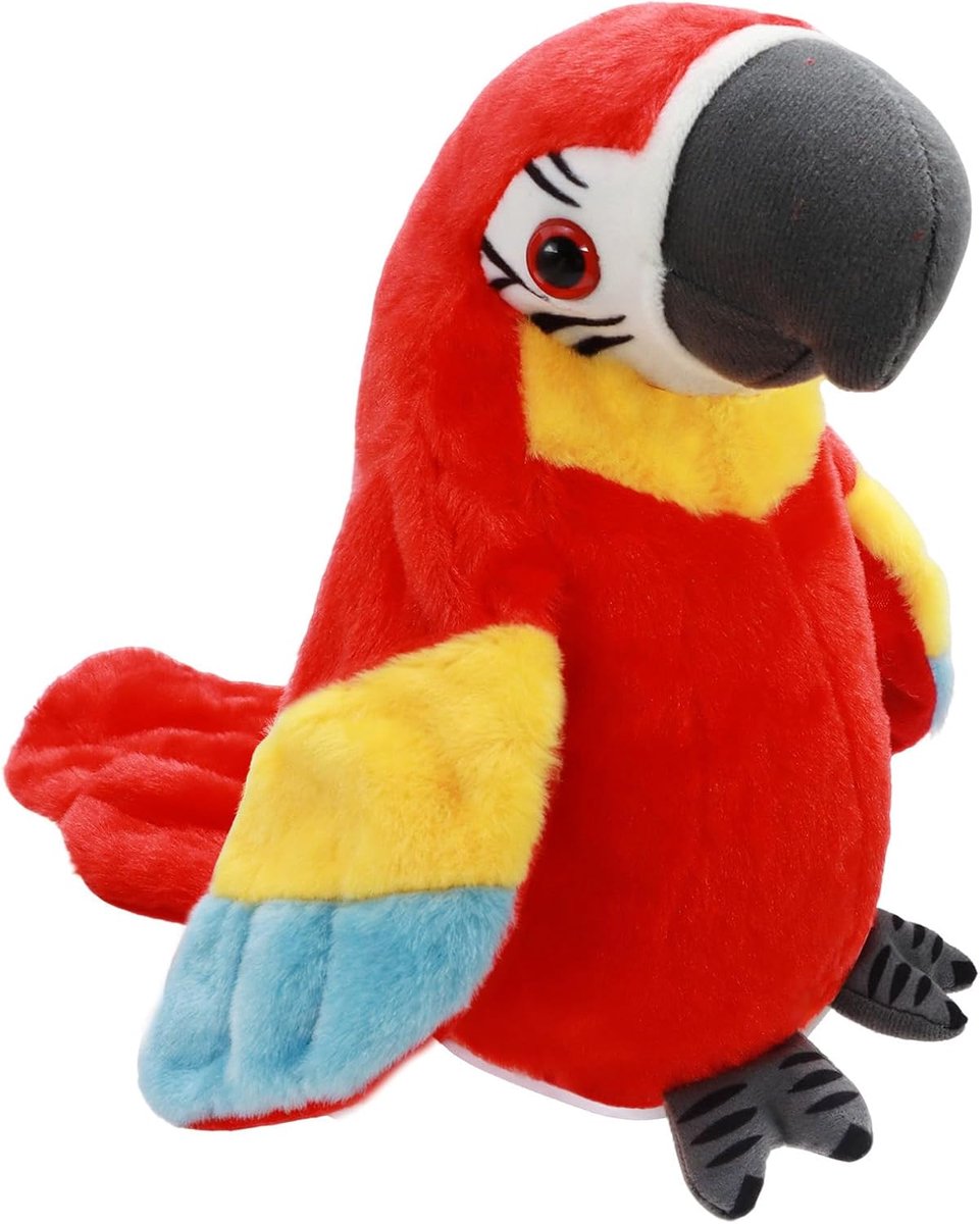 Pratende Papegaai - Opname Vogel - Interactief Speelgoed - Herhaalt Geluiden - 22 cm Hoog - Rood
