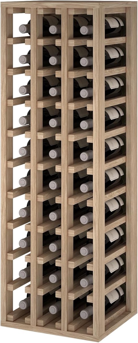 Wijnrek Hout - Flessenhouder - Wijn Opslag - Ruimte 30 Flessen - 105x36x32 cm - Eiken