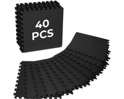 Allero Vloermat Fitness - Schuimmat - Speelmat - Foam Fitness Matten - 40 stuks - Zwart - 32,5x32,5 cm - Anti-slip - Gym