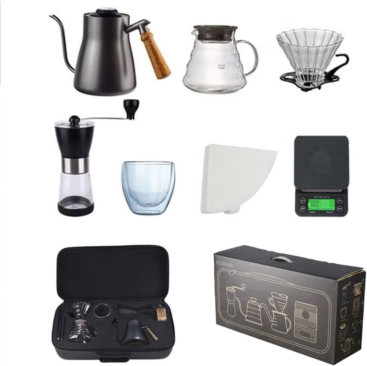 Koffiezetapparaat Set - Druppelkoffie Tools - Thuis en Reizen - Inclusief Draagtas - 600ml Capaciteit - Zwart