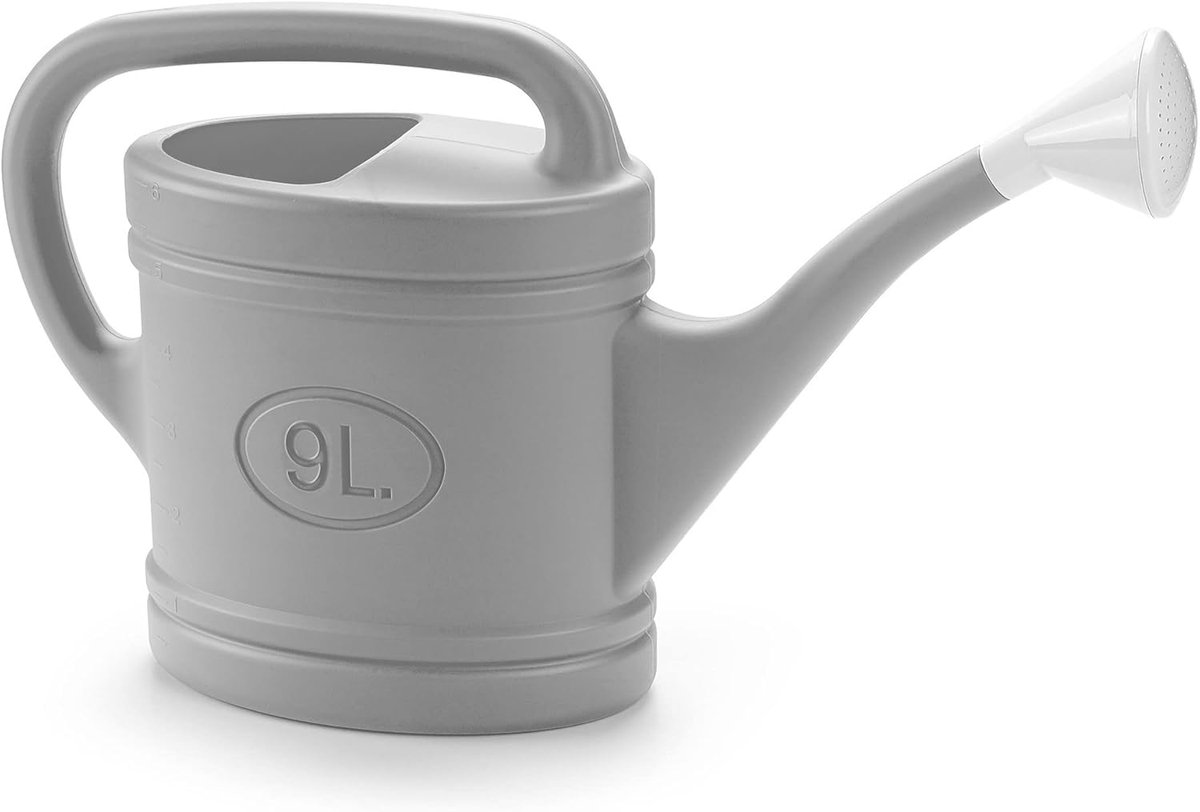 Kunststof Gieter - Waterkan Planten - Planten Water Geven - Inclusief Broeskop - 9 Liter Capaciteit - Grijs