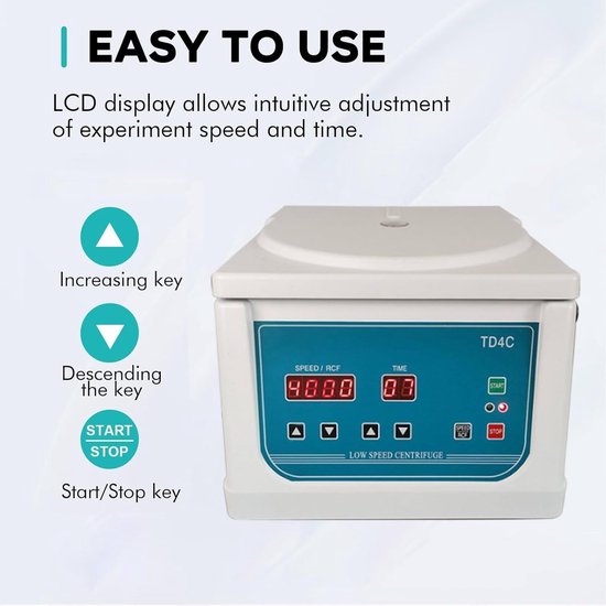 Laboratorium Centrifuge - Klinische Centrifuge - Prp Separatie - Borstelloze Motor - 0-4000 Tpm Rotor — afbeelding 5