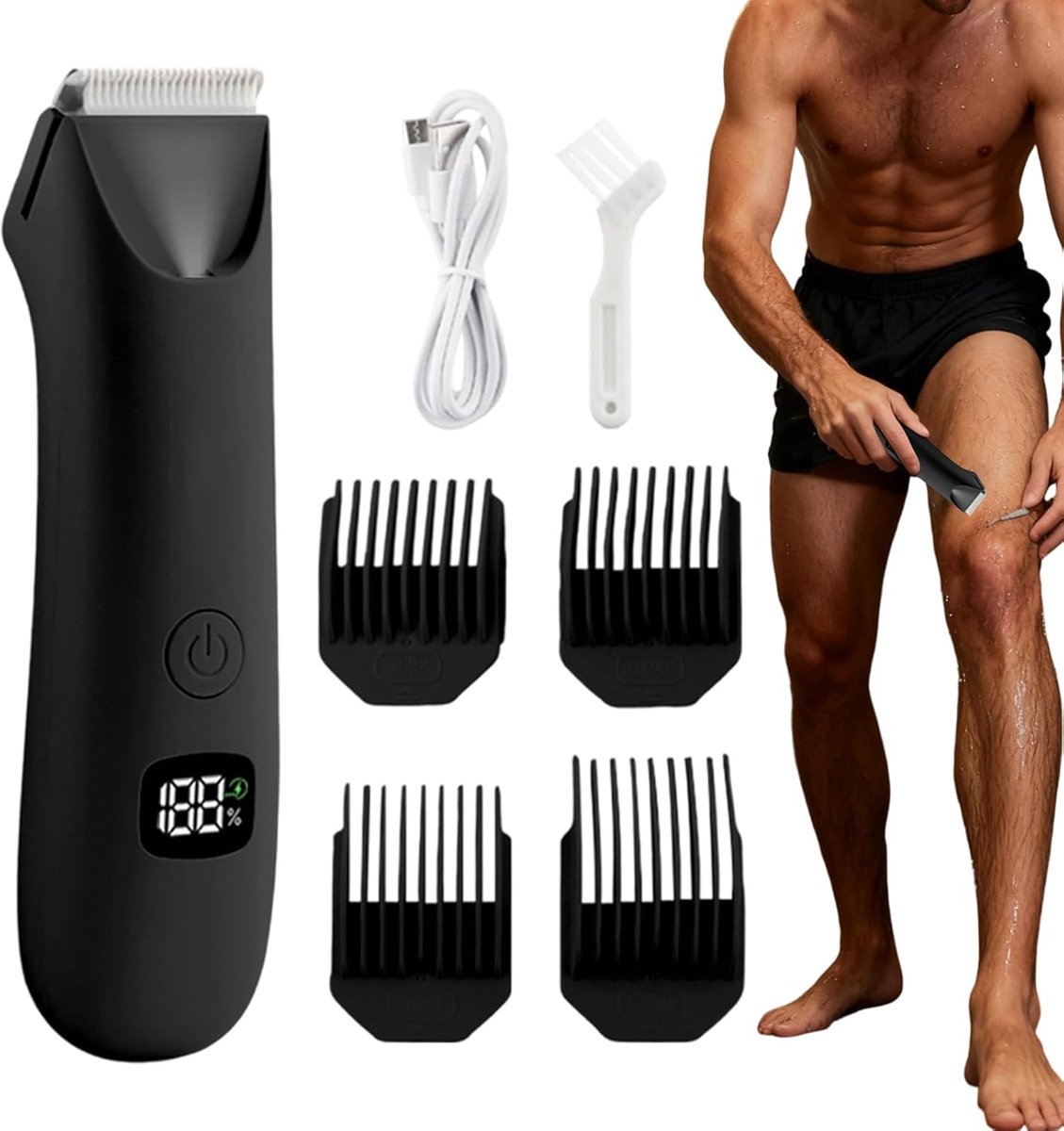 Elektrische Lichaamstrimmer - Groomer Heren - Intieme Verzorging - Digitaal Display - 14 x 3.7 cm