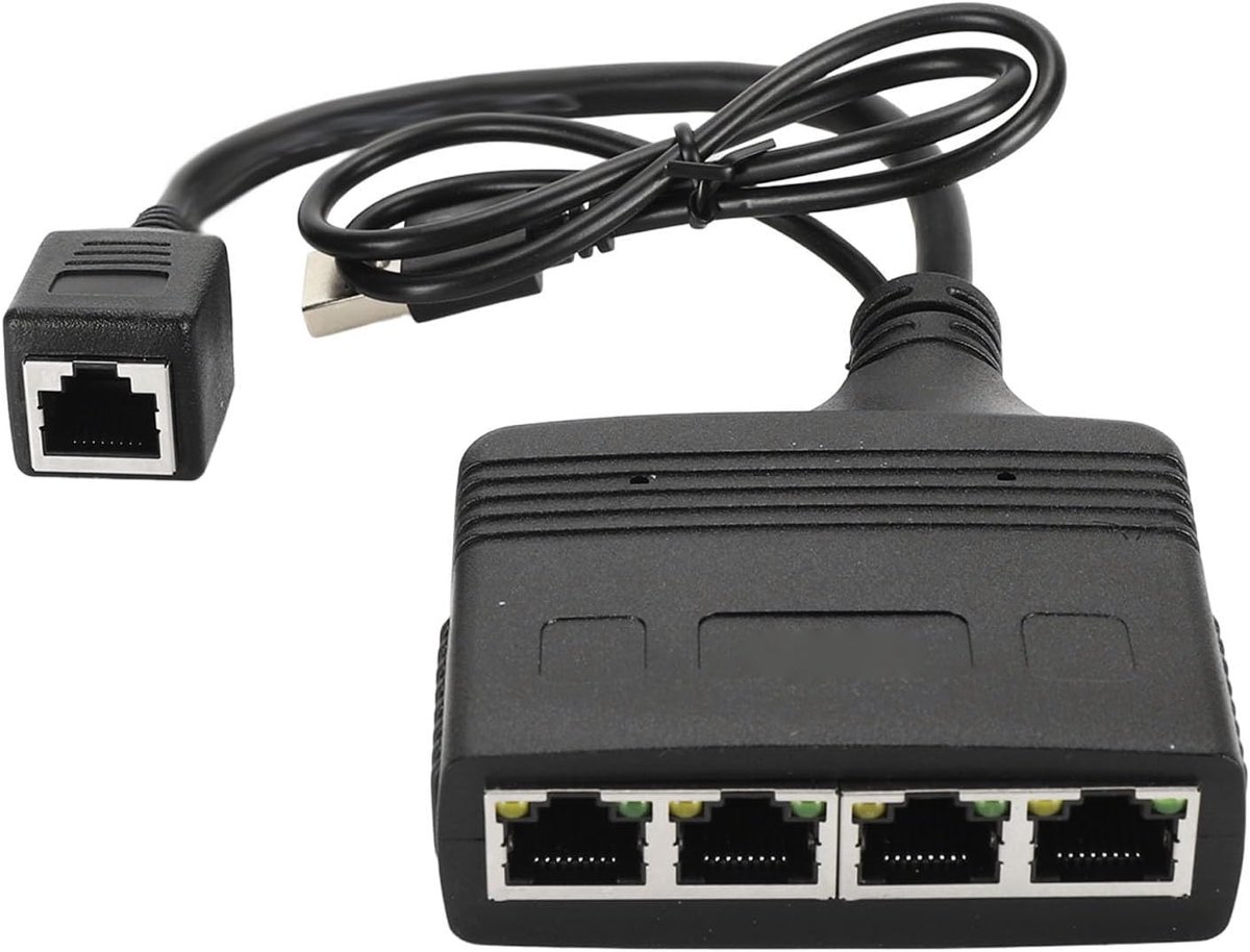 Ethernet Splitter - LAN Adapter - Netwerk Uitbreiding - 1 naar 4 Poorten - Gigabit Snelheid