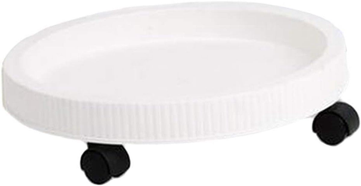 Plantenroller - Onderzetter met wieltjes - Planten verplaatsen - Robuuste kunststof constructie - 37.5 cm buitendiameter - Wit