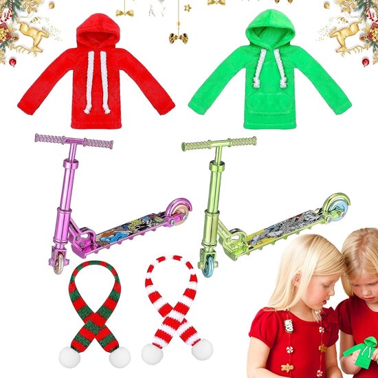 Kerstelfen Kleding Set - Poppen Accessoires - Feestelijke Decoratie - Zachte Duurzame Stof - Ca. 10x10x3/5 cm — afbeelding 3