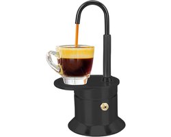 Koffiezetapparaat Fornuis - Moka Pot - Thuis Koffie Zetten - Voedselveilig Aluminium - 17x17x6 cm - Zwart