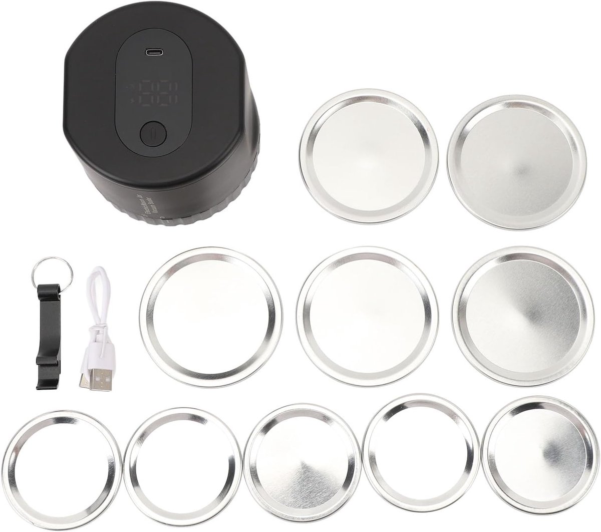 Oplaadbare Vacuümsealer - Glazen Pot Sealer - Voedsel Bewaren - Draadloos en Draagbaar - Zwart
