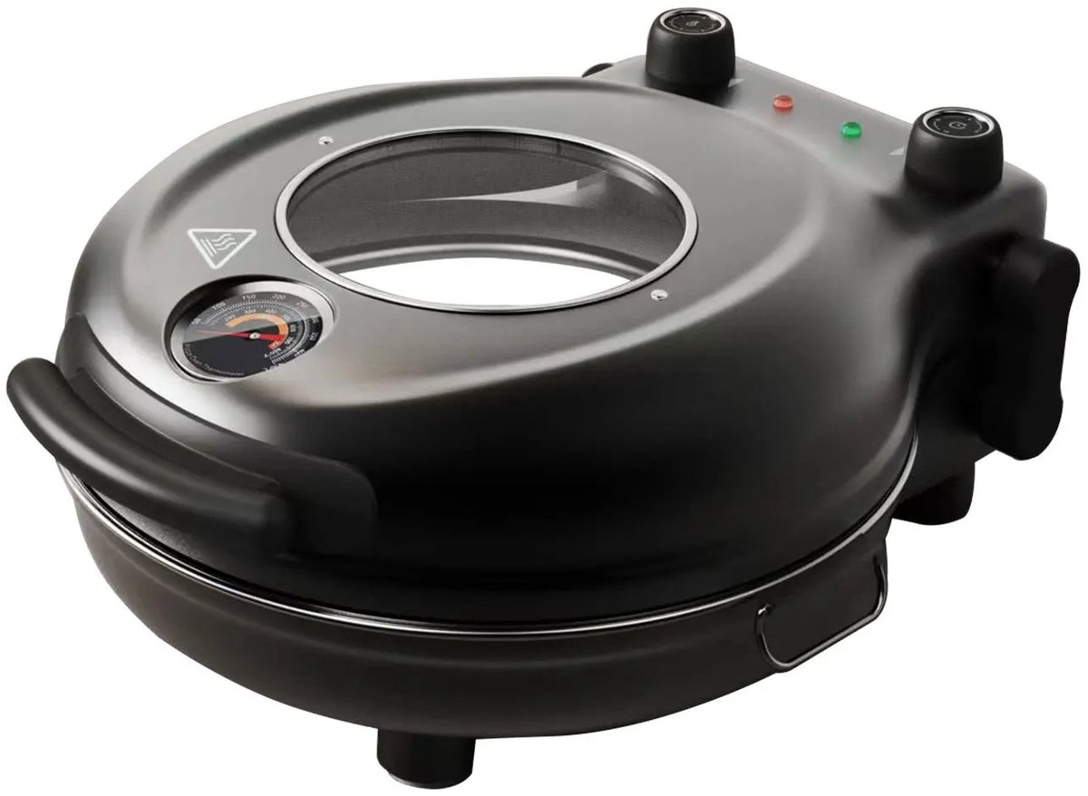 Joorly Pizzaoven - Pizza oven elektrisch - Pizzarette - 420 graden - Stenen plaat - Zwart
